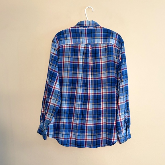 Vintage Chaps Blue & Red Plaid Lightweight Flannel Button Down Shirt - Picture 10 of 15